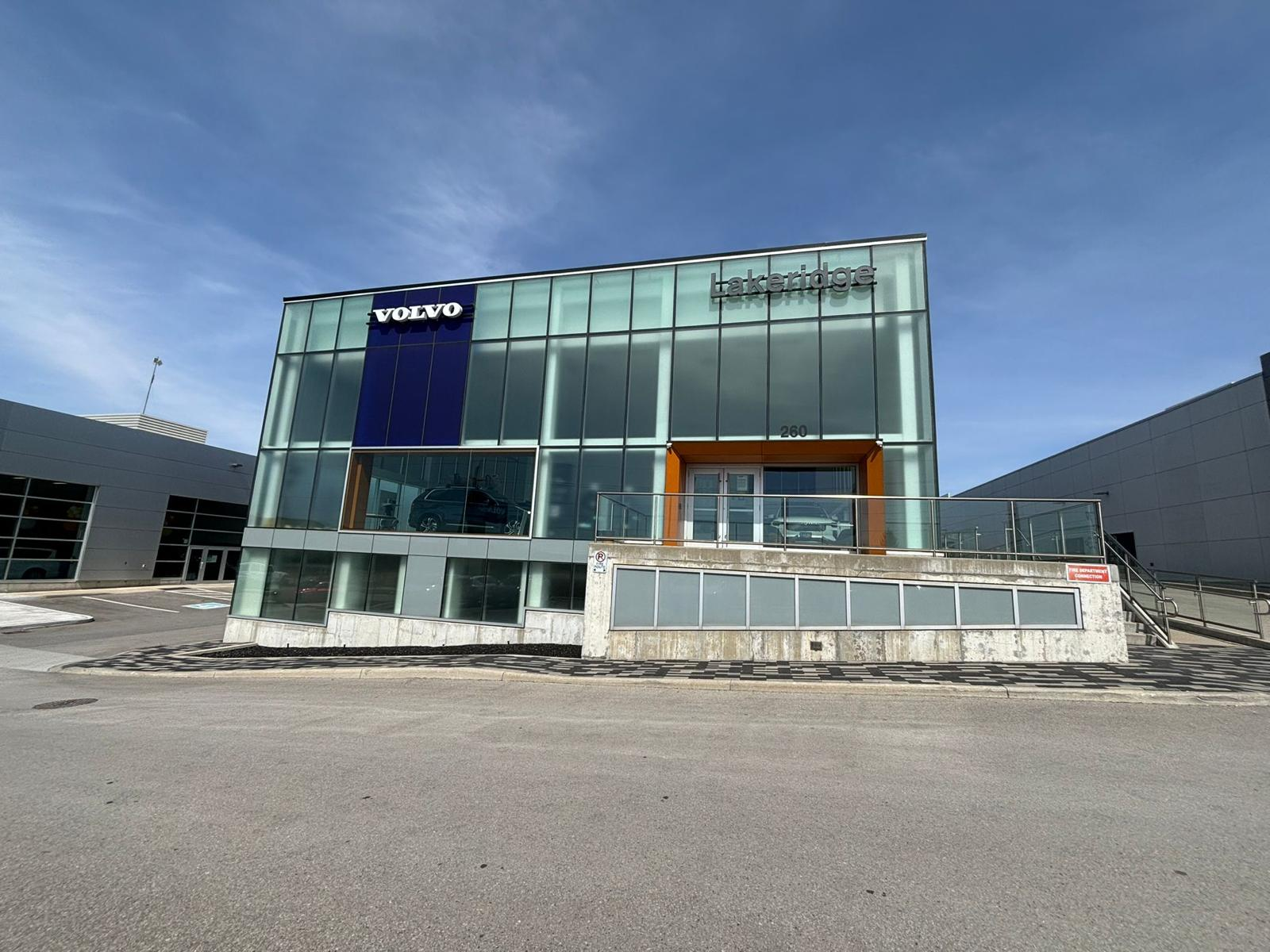 Volvo Lakeridge dealership with clean windows